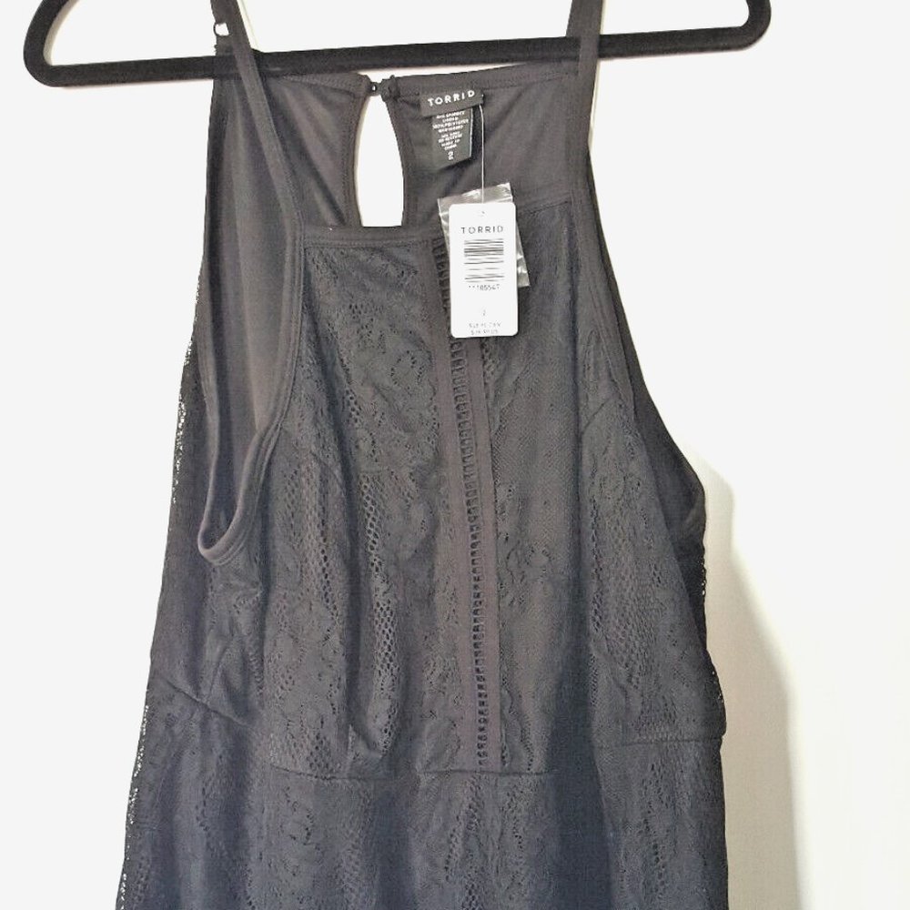 TORRID Blouse Shirt NWT 2x Black Lace Spaghetti Straps
